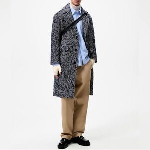 Zara Men's Black and White Trench Coat